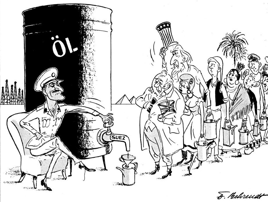 The Suez Crisis: Israel, Britain and France invade Egypt. Lester Pearson of Canada suggests a peace-keeping force to the UN. And he wins the Nobel Peace Prize.